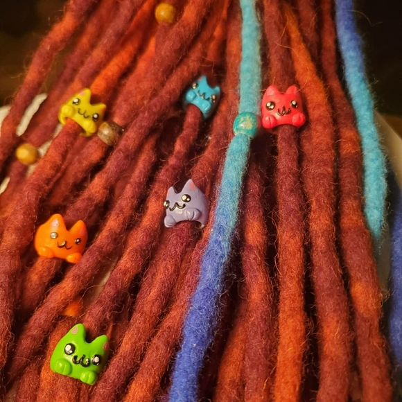 Dreadlock beads "Cat Squad", set of 6 - Picture 2 of 5